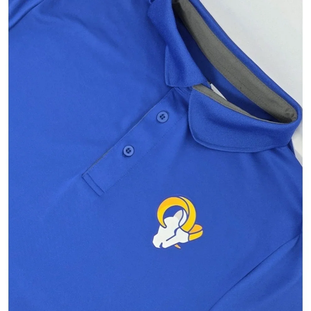 Los Angeles Rams Polo Shirt Men's Medium Blue NFL Team Apparel Short Sleeve